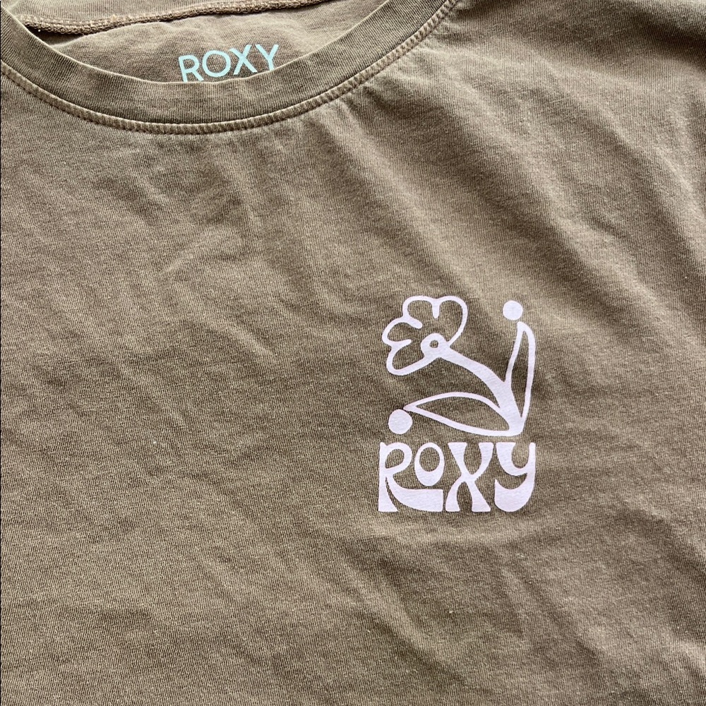 Roxy Chocolate Brown Crop Top with Pink Logo - Picture 2 of 9